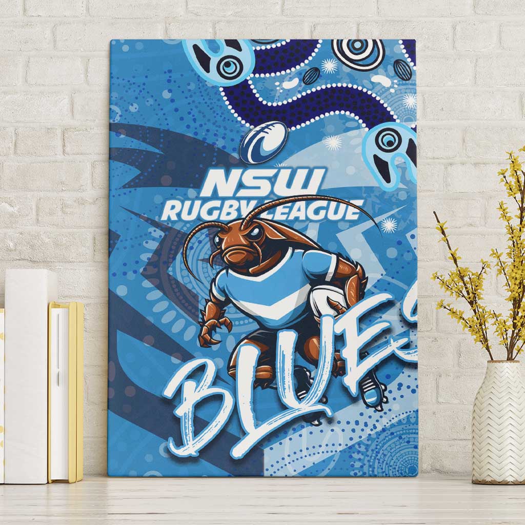 Personalized NSW Rugby League Canvas Wall Art Blues Mascot Indigenous