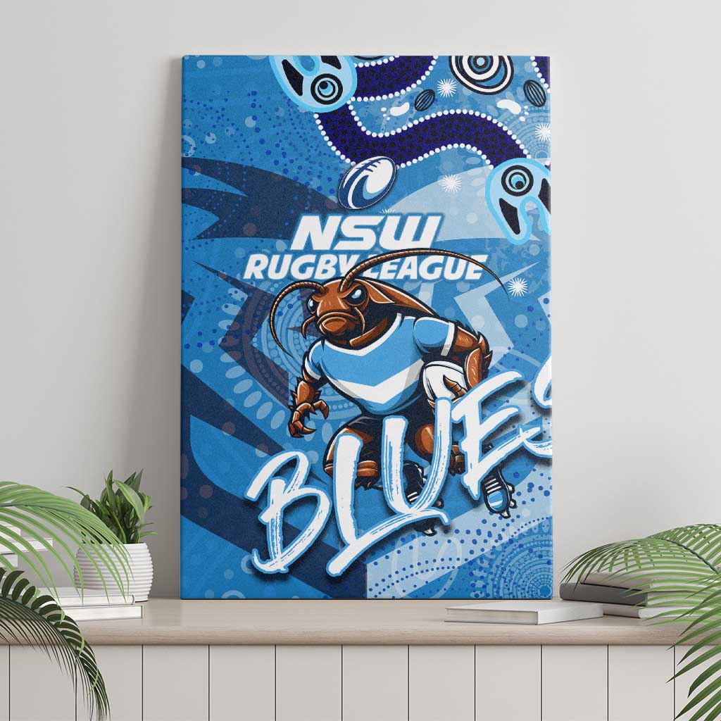Personalized NSW Rugby League Canvas Wall Art Blues Mascot Indigenous