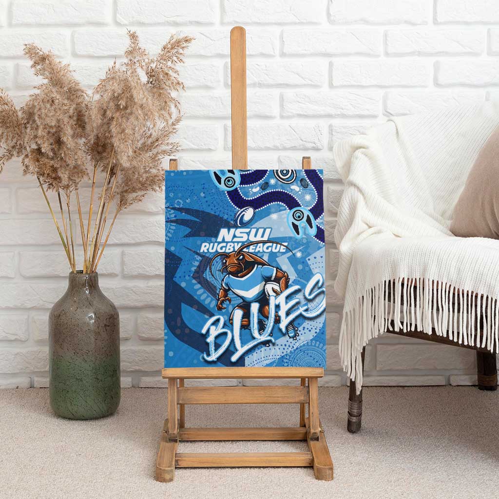 Personalized NSW Rugby League Canvas Wall Art Blues Mascot Indigenous