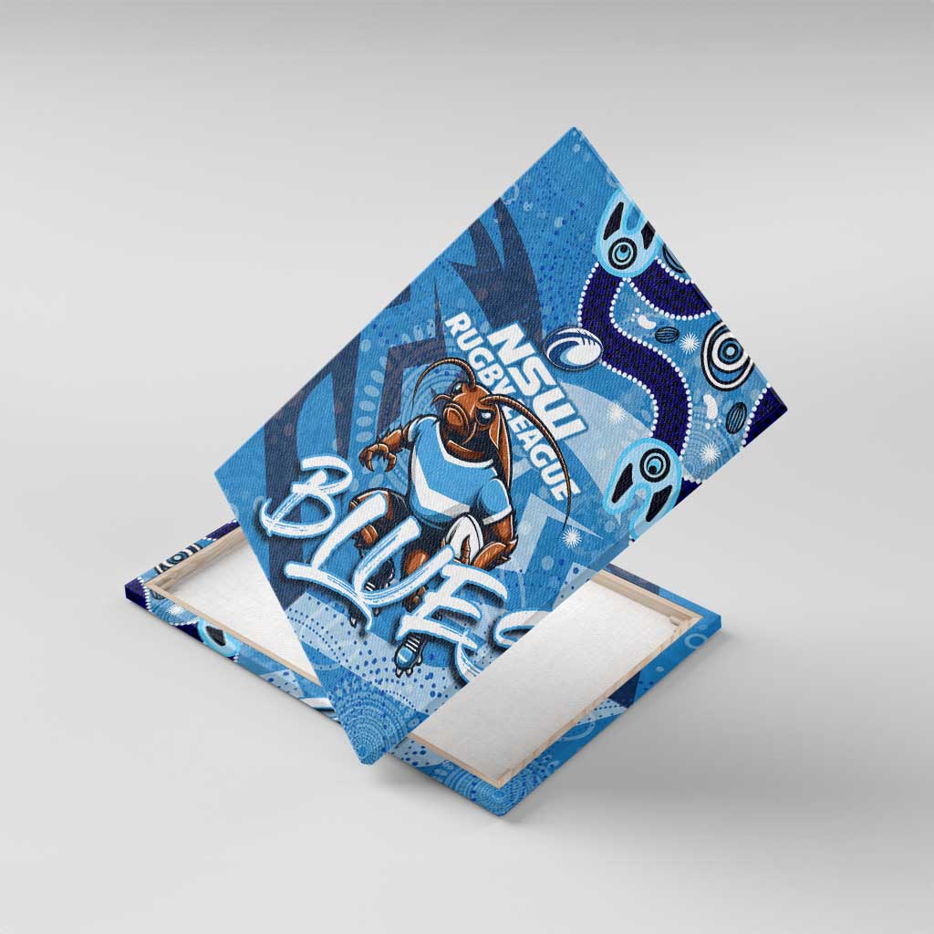 Personalized NSW Rugby League Canvas Wall Art Blues Mascot Indigenous