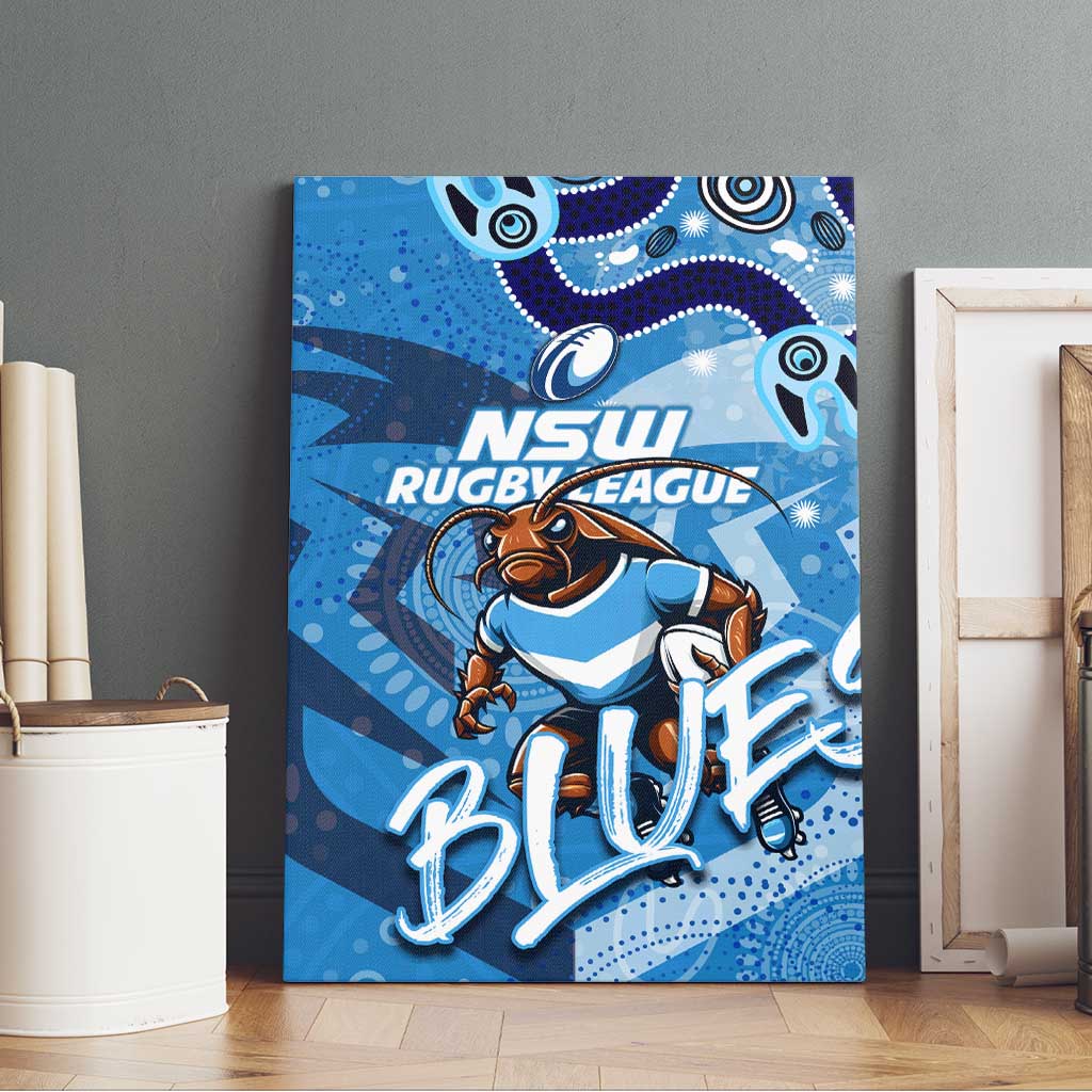 Personalized NSW Rugby League Canvas Wall Art Blues Mascot Indigenous