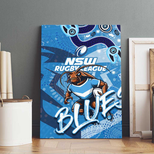 Personalized NSW Rugby League Canvas Wall Art Blues Mascot Indigenous