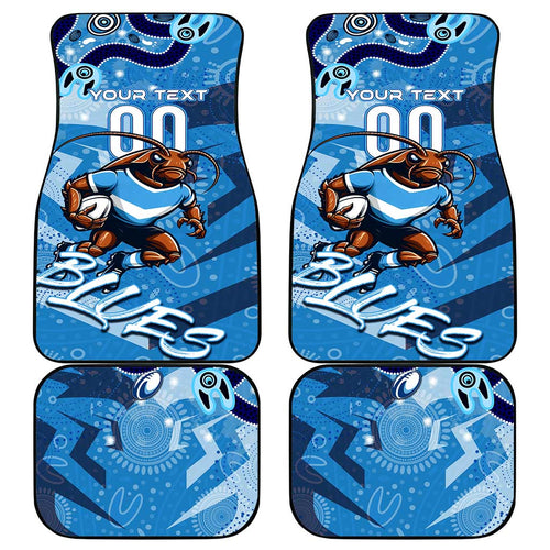 Personalized NSW Rugby League Car Mats Blues Mascot Indigenous