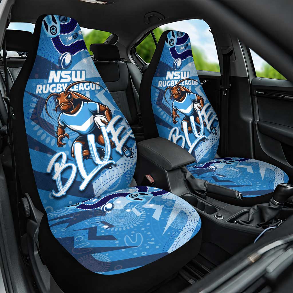 Personalized NSW Rugby League Car Seat Cover Blues Mascot Indigenous