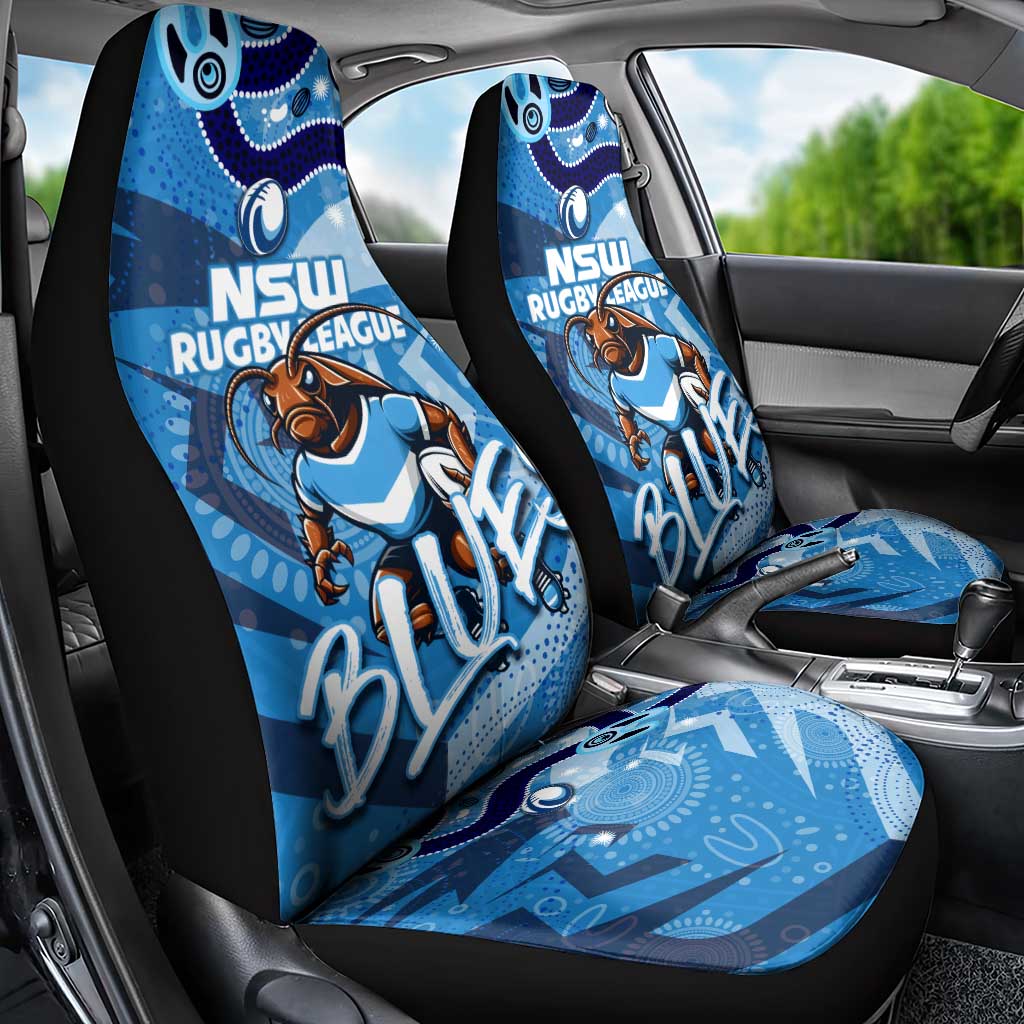 Personalized NSW Rugby League Car Seat Cover Blues Mascot Indigenous