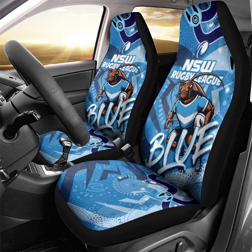Personalized NSW Rugby League Car Seat Cover Blues Mascot Indigenous
