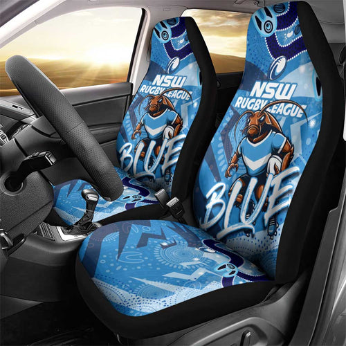Personalized NSW Rugby League Car Seat Cover Blues Mascot Indigenous