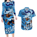 Personalized NSW Rugby League Couples Matching Long Sleeve Bodycon Dress and Hawaiian Shirt Blues Mascot Indigenous
