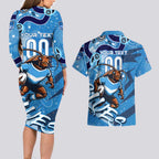 Personalized NSW Rugby League Couples Matching Long Sleeve Bodycon Dress and Hawaiian Shirt Blues Mascot Indigenous