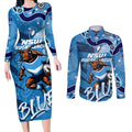 Personalized NSW Rugby League Couples Matching Long Sleeve Bodycon Dress and Long Sleeve Button Shirt Blues Mascot Indigenous