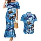 Personalized NSW Rugby League Couples Matching Mermaid Dress and Hawaiian Shirt Blues Mascot Indigenous