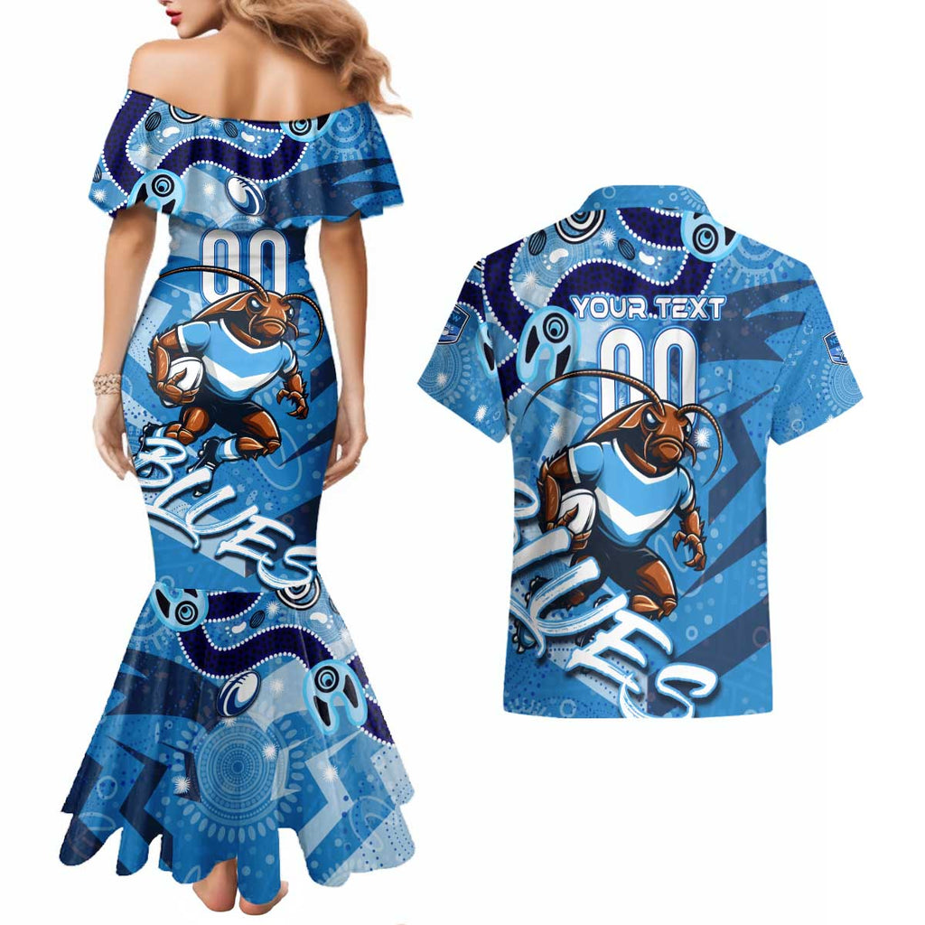 Personalized NSW Rugby League Couples Matching Mermaid Dress and Hawaiian Shirt Blues Mascot Indigenous