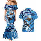 Personalized NSW Rugby League Couples Matching Mermaid Dress and Hawaiian Shirt Blues Mascot Indigenous