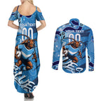 Personalized NSW Rugby League Couples Matching Summer Maxi Dress and Long Sleeve Button Shirt Blues Mascot Indigenous