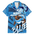 Personalized NSW Rugby League Family Matching Mermaid Dress and Hawaiian Shirt Blues Mascot Indigenous