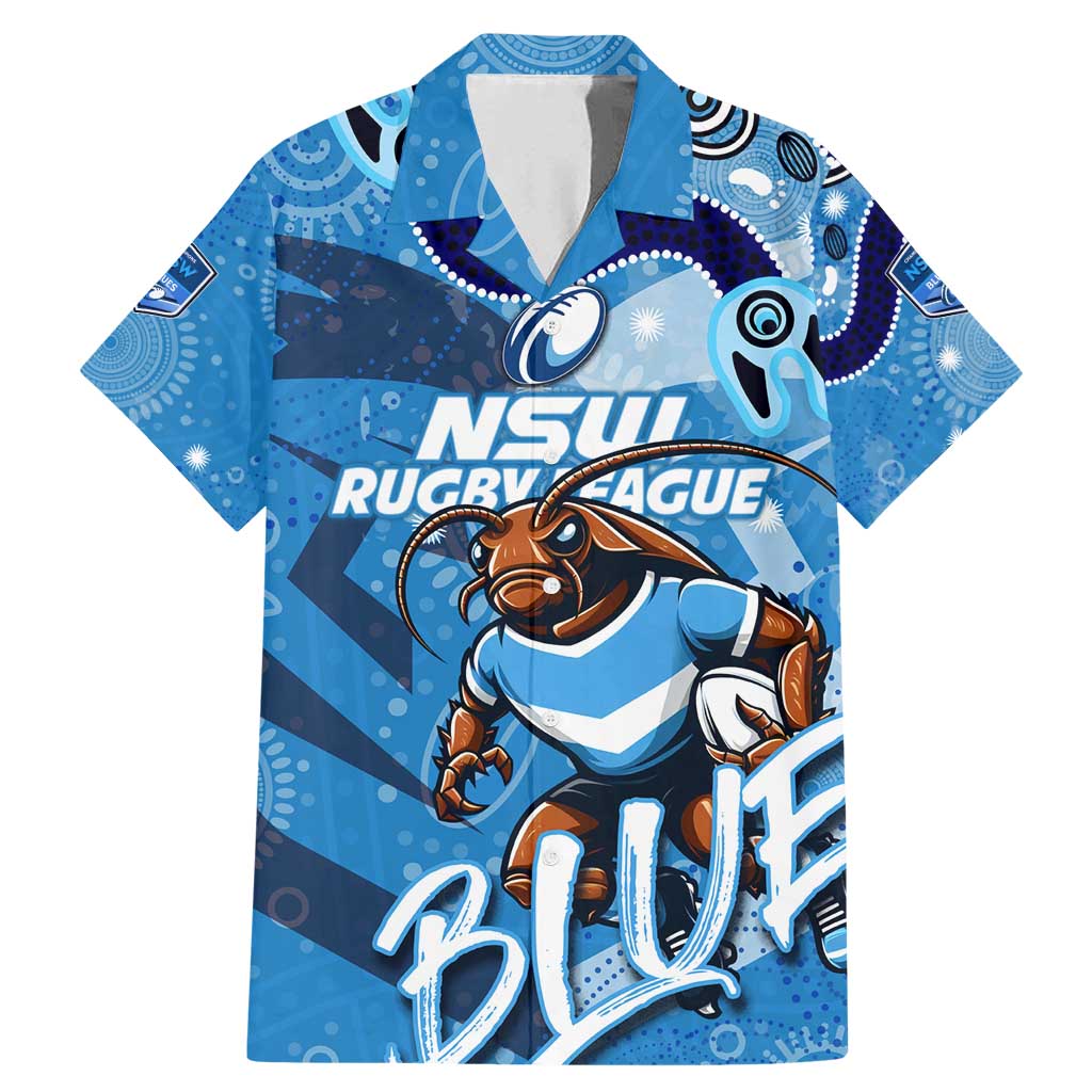 Personalized NSW Rugby League Family Matching Mermaid Dress and Hawaiian Shirt Blues Mascot Indigenous