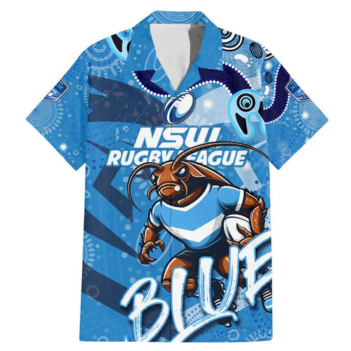 Personalized NSW Rugby League Family Matching Mermaid Dress and Hawaiian Shirt Blues Mascot Indigenous