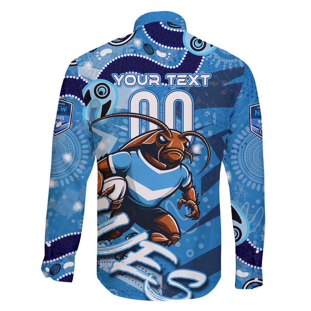 Personalized NSW Rugby League Family Matching Off The Shoulder Long Sleeve Dress and Hawaiian Shirt Blues Mascot Indigenous