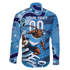 Personalized NSW Rugby League Family Matching Off The Shoulder Long Sleeve Dress and Hawaiian Shirt Blues Mascot Indigenous