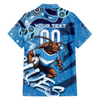 Personalized NSW Rugby League Family Matching Off Shoulder Short Dress and Hawaiian Shirt Blues Mascot Indigenous