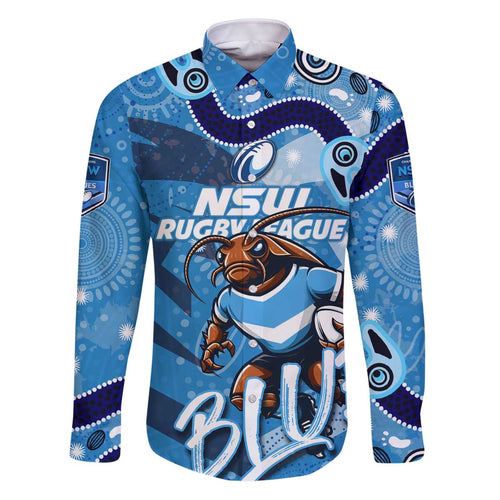 Personalized NSW Rugby League Family Matching Puletasi and Hawaiian Shirt Blues Mascot Indigenous