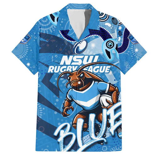 Personalized NSW Rugby League Family Matching Short Sleeve Bodycon Dress and Hawaiian Shirt Blues Mascot Indigenous