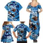 Personalized NSW Rugby League Family Matching Summer Maxi Dress and Hawaiian Shirt Blues Mascot Indigenous