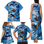 Personalized NSW Rugby League Family Matching Tank Maxi Dress and Hawaiian Shirt Blues Mascot Indigenous