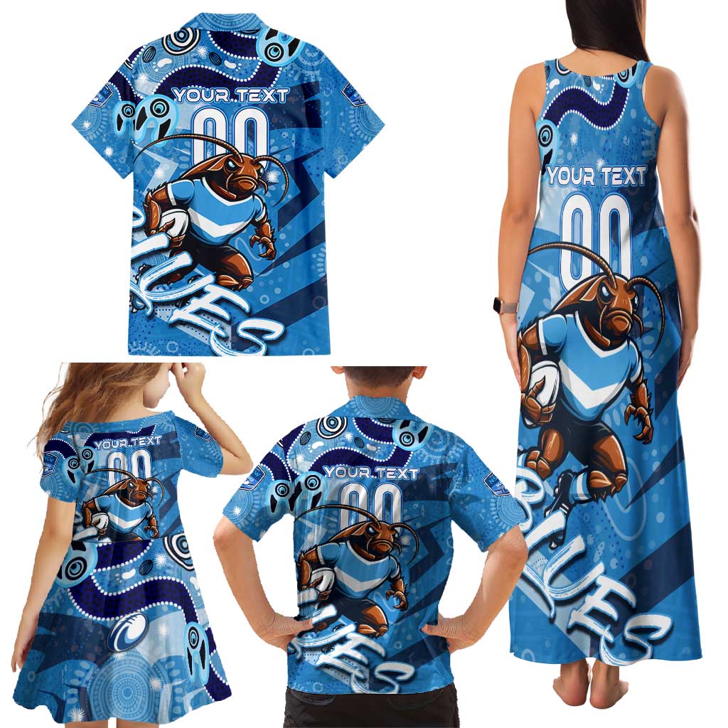 Personalized NSW Rugby League Family Matching Tank Maxi Dress and Hawaiian Shirt Blues Mascot Indigenous