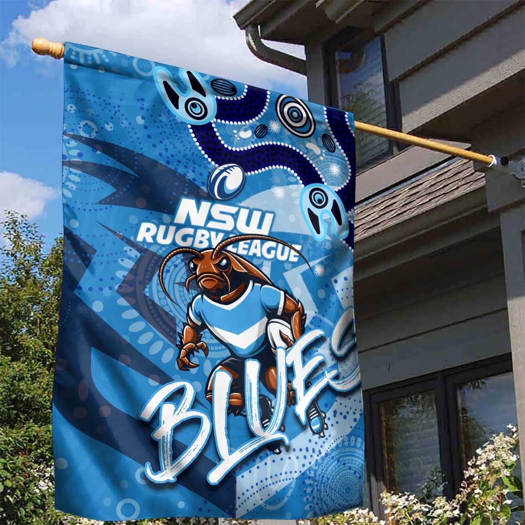 Personalized NSW Rugby League Garden Flag Blues Mascot Indigenous