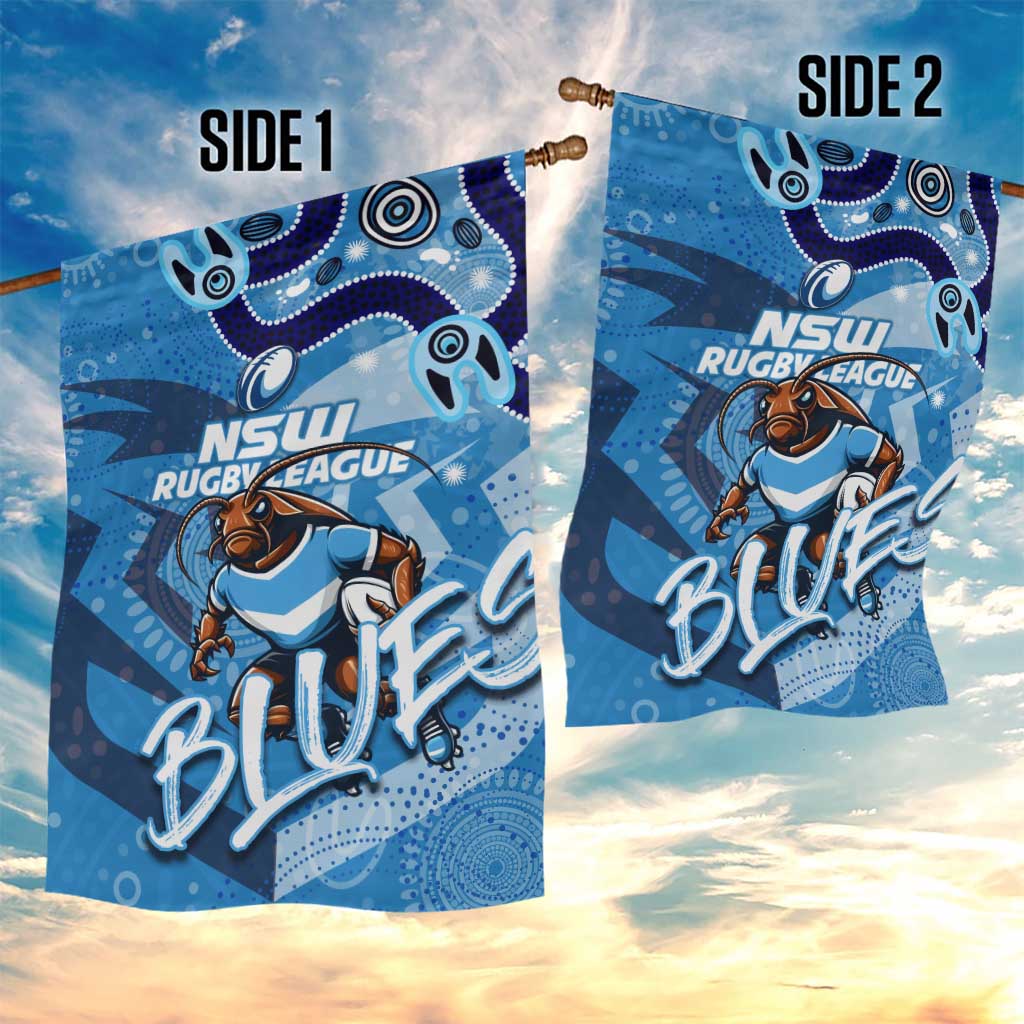 Personalized NSW Rugby League Garden Flag Blues Mascot Indigenous