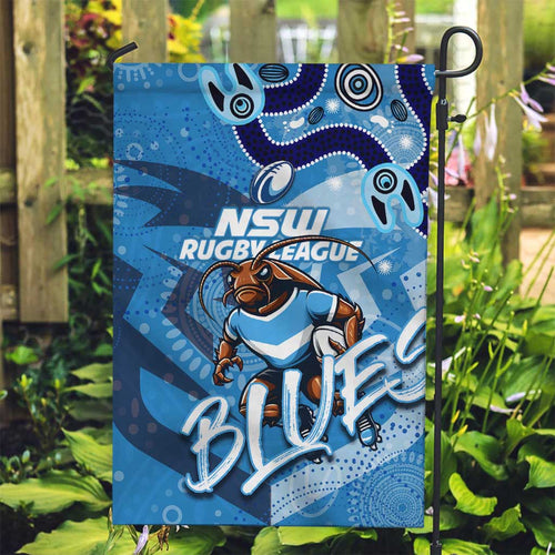 Personalized NSW Rugby League Garden Flag Blues Mascot Indigenous