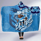 Personalized NSW Rugby League Hooded Blanket Blues Mascot Indigenous
