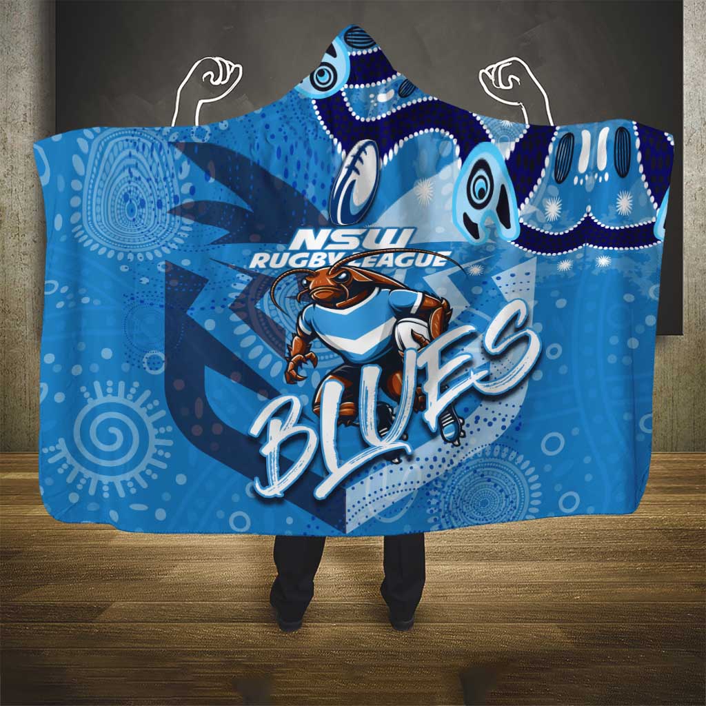 Personalized NSW Rugby League Hooded Blanket Blues Mascot Indigenous
