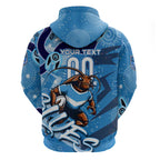 Personalized NSW Rugby League Hoodie Blues Mascot Indigenous