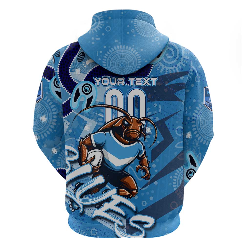 Personalized NSW Rugby League Hoodie Blues Mascot Indigenous