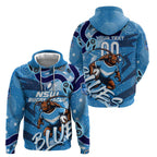 Personalized NSW Rugby League Hoodie Blues Mascot Indigenous