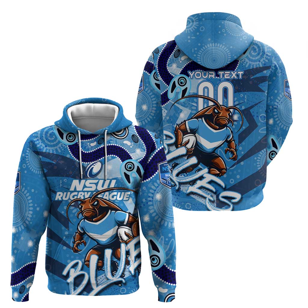 Personalized NSW Rugby League Hoodie Blues Mascot Indigenous
