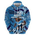 Personalized NSW Rugby League Hoodie Blues Mascot Indigenous