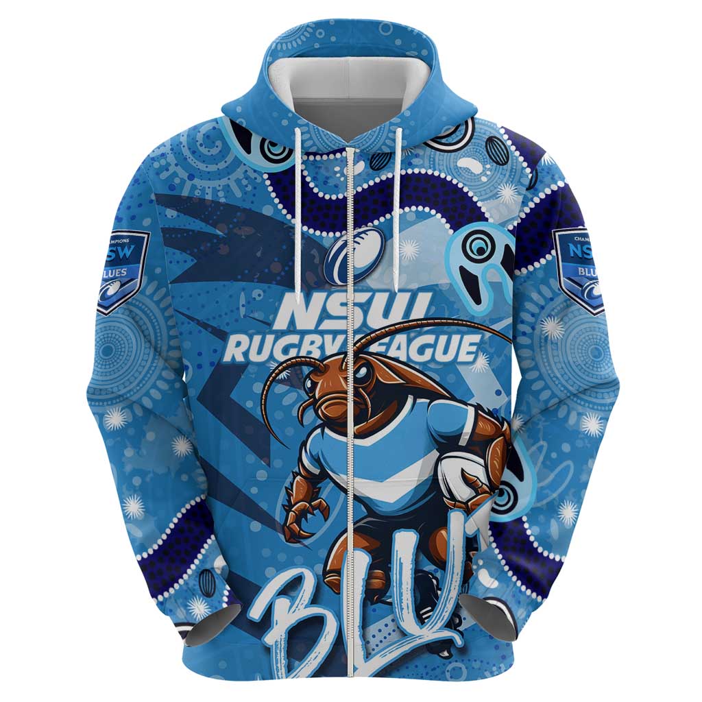 Personalized NSW Rugby League Hoodie Blues Mascot Indigenous