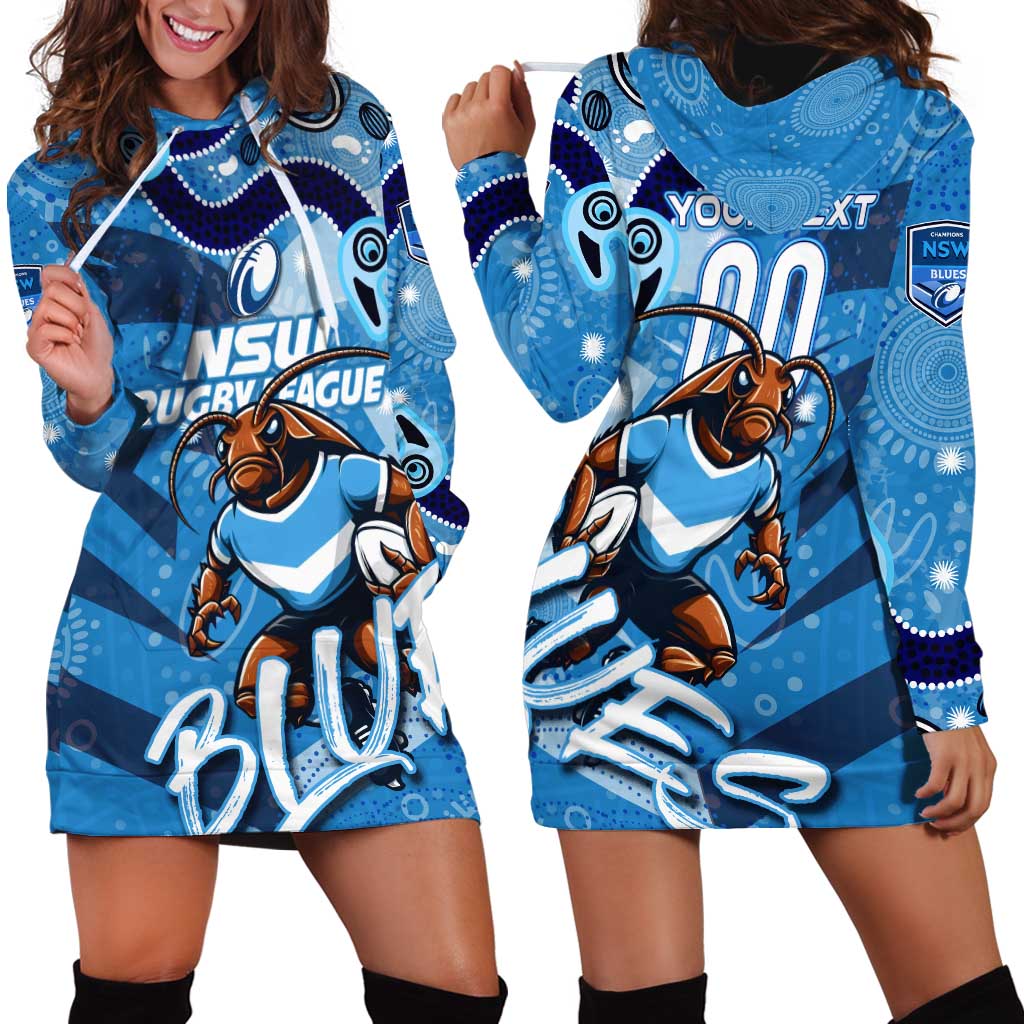 Personalized NSW Rugby League Hoodie Dress Blues Mascot Indigenous