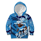 Personalized NSW Rugby League Kid Hoodie Blues Mascot Indigenous