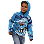 Personalized NSW Rugby League Kid Hoodie Blues Mascot Indigenous