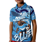Personalized NSW Rugby League Kid Polo Shirt Blues Mascot Indigenous