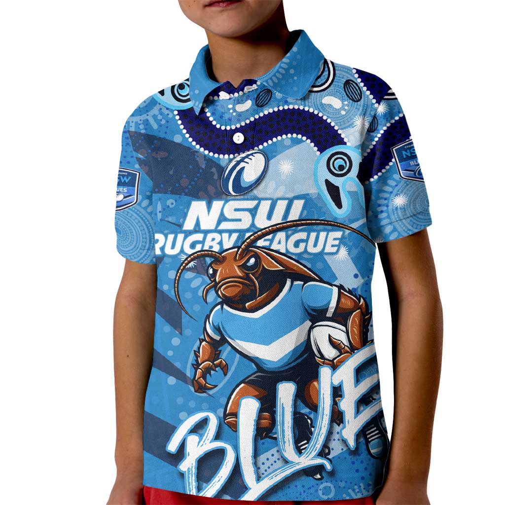 Personalized NSW Rugby League Kid Polo Shirt Blues Mascot Indigenous