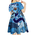 Personalized NSW Rugby League Kid Short Sleeve Dress Blues Mascot Indigenous