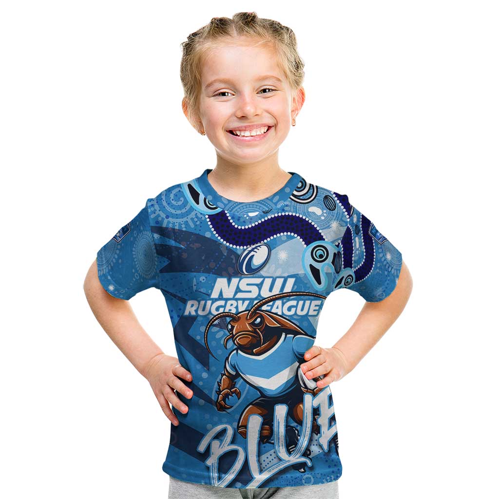 Personalized NSW Rugby League Kid T Shirt Blues Mascot Indigenous