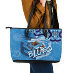 Personalized NSW Rugby League Leather Tote Bag Blues Mascot Indigenous