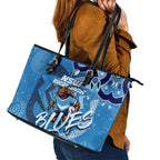Personalized NSW Rugby League Leather Tote Bag Blues Mascot Indigenous