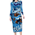 Personalized NSW Rugby League Long Sleeve Bodycon Dress Blues Mascot Indigenous
